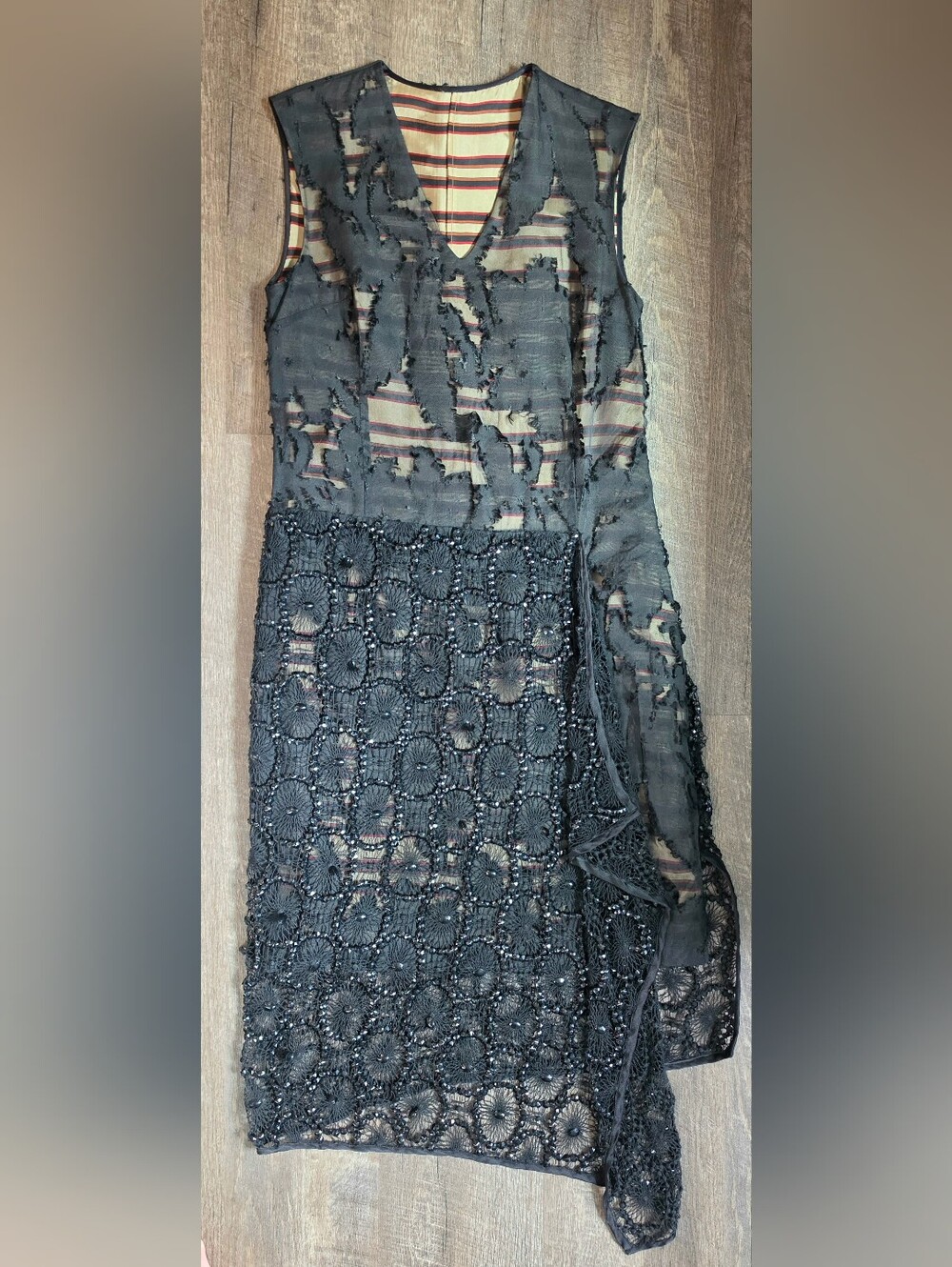 Y2K Vintg Dries Van Noten Doria Embellished Flapper Cocktail Midi Dress 6 Black - Picture 6 of 15